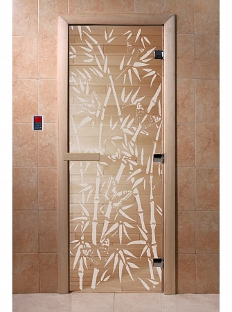Дверь "Бамбук и бабочки прозрачная"
